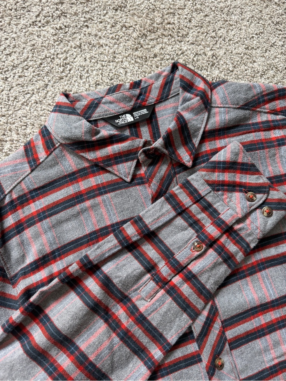 The North Face Plaid Flannel Button Up Shirt Size Large